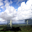 landscape with some clouds producing lightning and rain