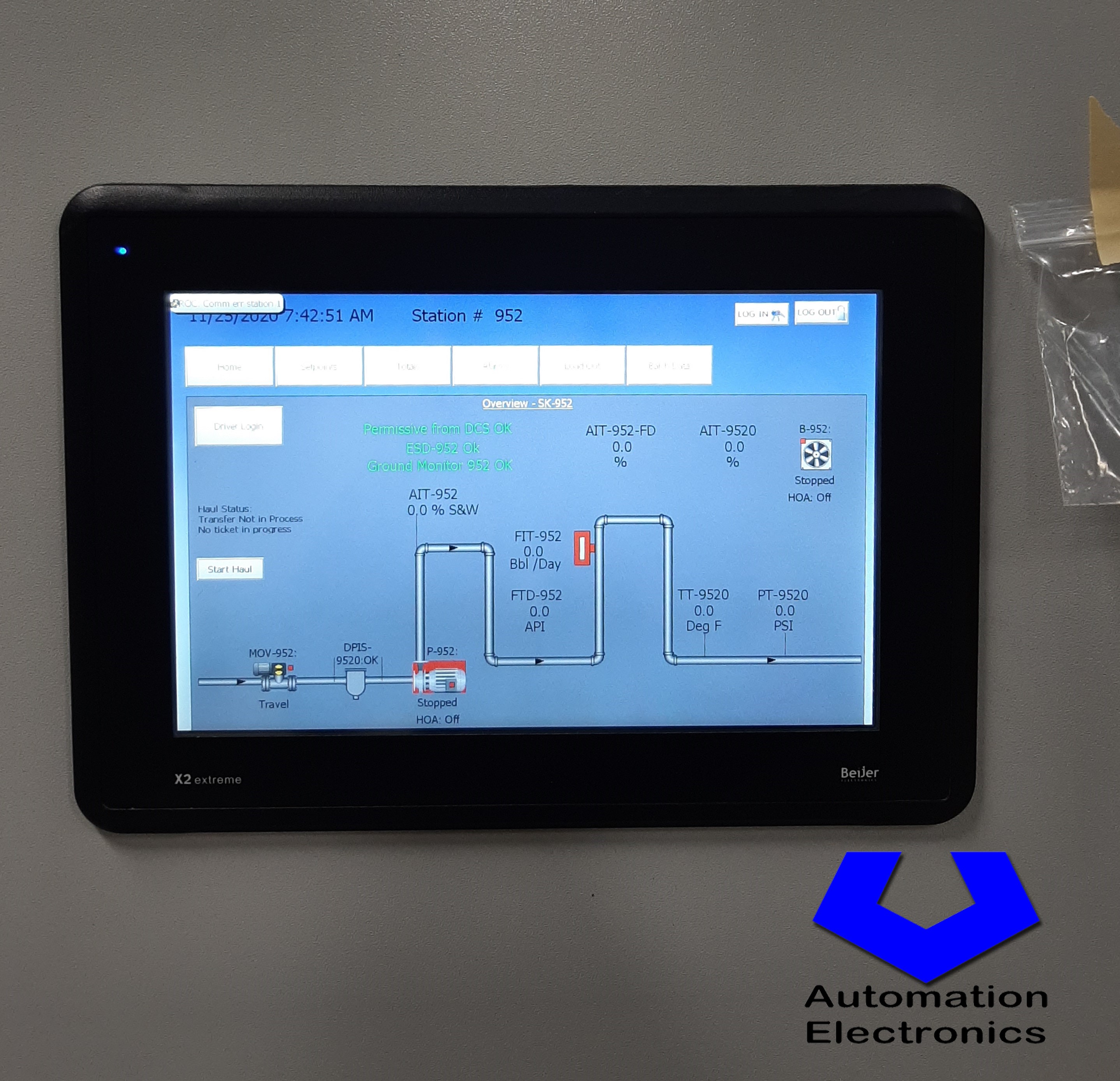 Truck unloading panel front view at Automation and Electronics, Inc.